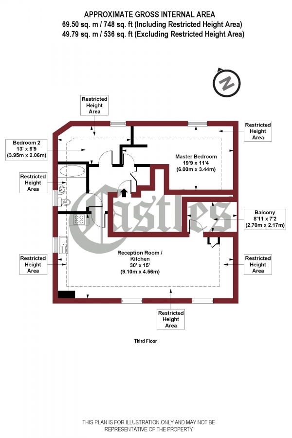 Floor Plan Image for 2 Bedroom Apartment for Sale in Spring Apartments, Nightingale Lane, N8