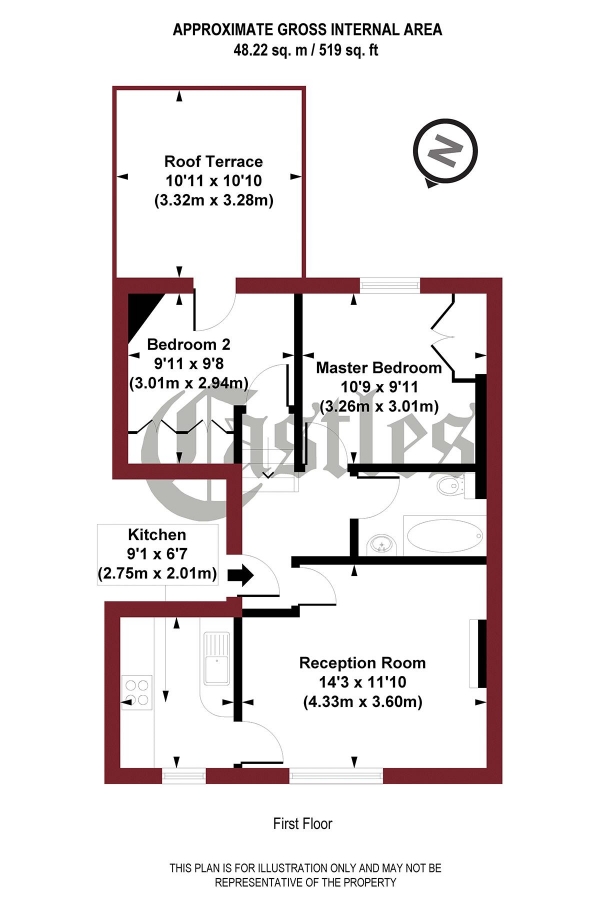 Floor Plan Image for 2 Bedroom Apartment for Sale in Addington Road, N4