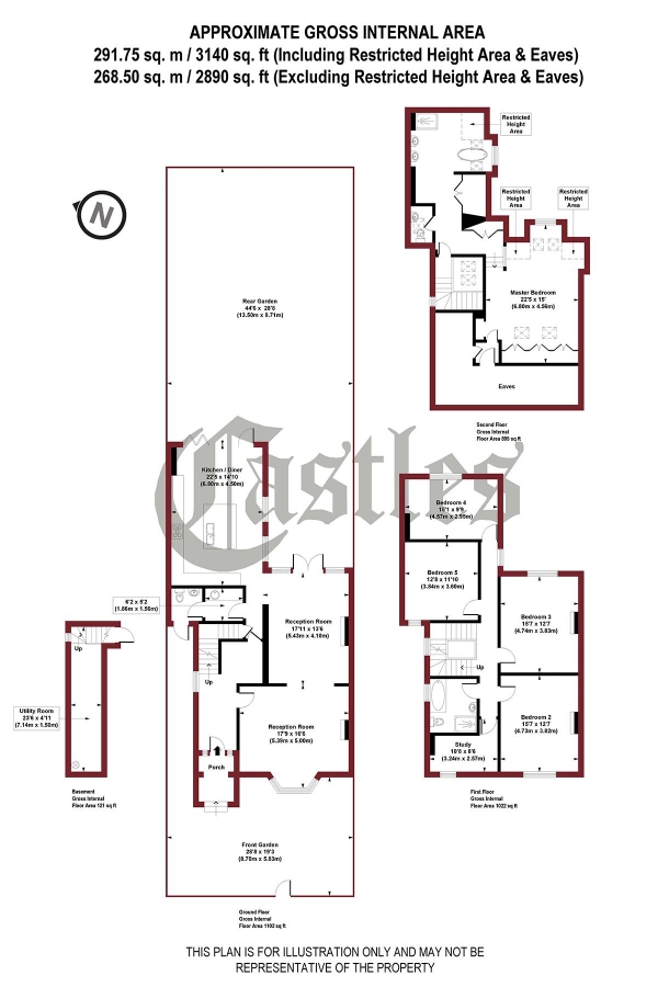 Floor Plan Image for 5 Bedroom Terraced House for Sale in Clifton Road, N8