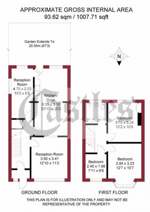 Floor Plan Image for 3 Bedroom Semi-Detached House for Sale in Brick Lane, Enfield