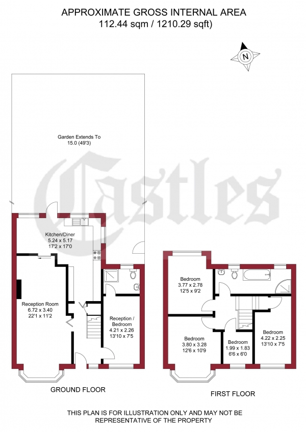 Floor Plan Image for 4 Bedroom End of Terrace House for Sale in Lansbury Road, Enfield