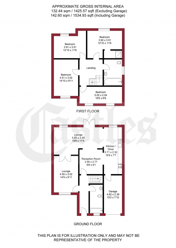 Floor Plan Image for 4 Bedroom Semi-Detached House for Sale in The Chase, Goffs Oak