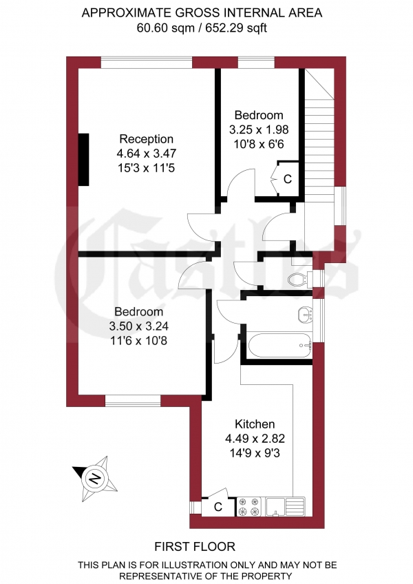 Floor Plan Image for 2 Bedroom Maisonette for Sale in Hertford Road, Enfield