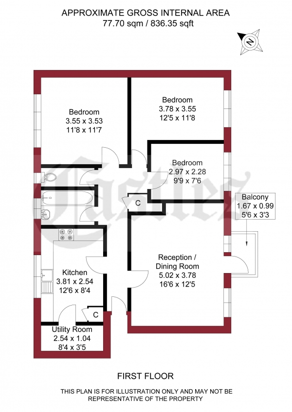 Floor Plan Image for 3 Bedroom Flat for Sale in Bouvier Road, Enfield