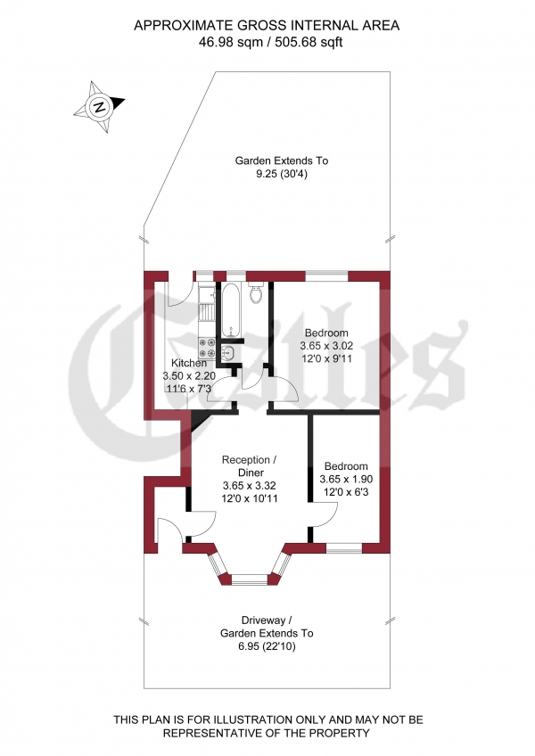 Floor Plan Image for 2 Bedroom Maisonette for Sale in Glenloch Road, Enfield