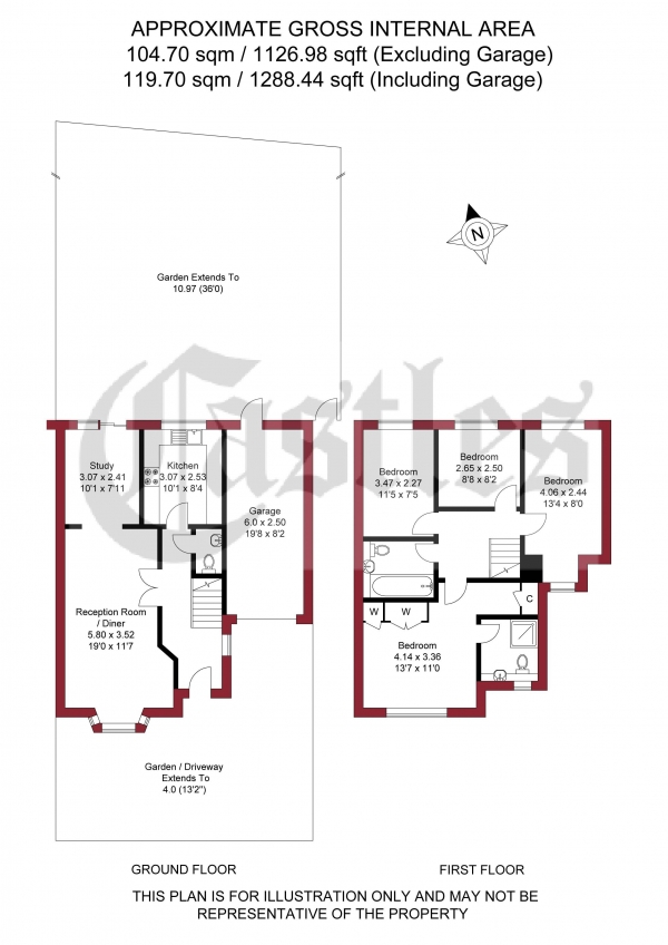 Floor Plan Image for 4 Bedroom Terraced House for Sale in Punchard Crescent, Enfield