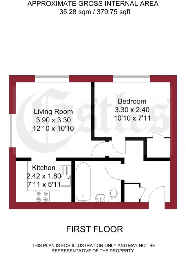 Floor Plan Image for 1 Bedroom Flat for Sale in Benson Court, Harston Drive, Enfield