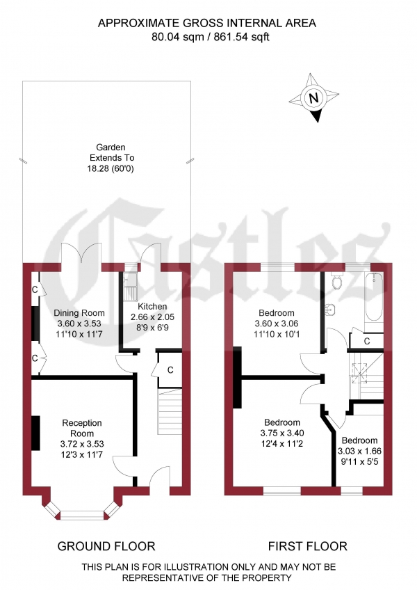 Floor Plan Image for 3 Bedroom Terraced House for Sale in Edenbridge Road, Enfield