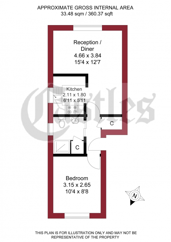 Floor Plan Image for 1 Bedroom Flat for Sale in Maltby Drive, Enfield