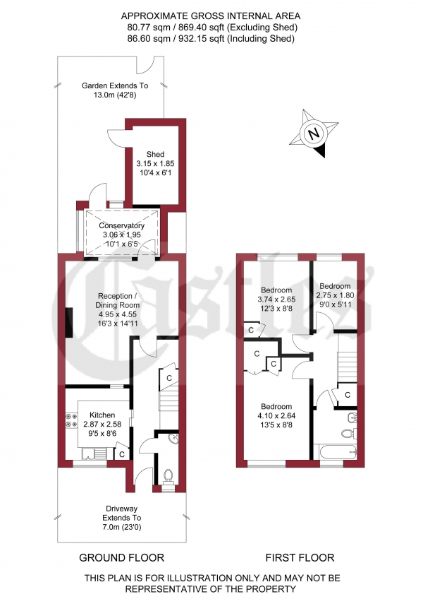 Floor Plan Image for 3 Bedroom Terraced House for Sale in Berkley Place, Park Lane, Waltham Cross