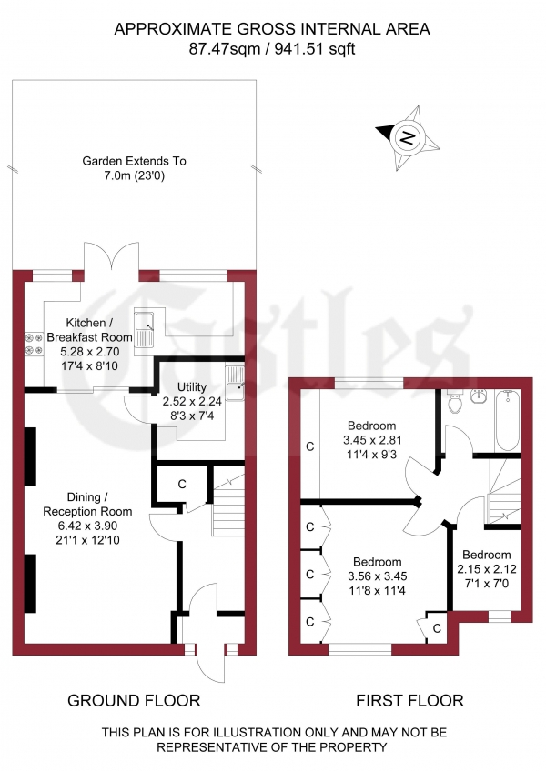 Floor Plan Image for 3 Bedroom Terraced House for Sale in Bedford Crescent, Enfield