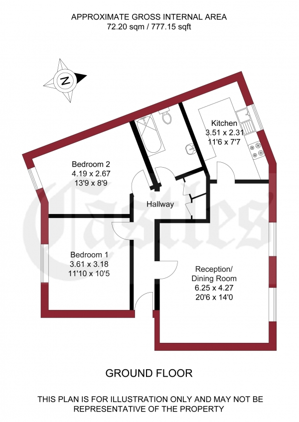 Floor Plan Image for 2 Bedroom Flat for Sale in Harley Court, 105 Turkey Street, Enfield