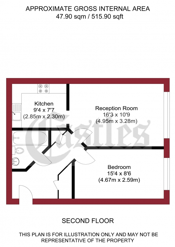 Floor Plan Image for 1 Bedroom Flat for Sale in Collinson Court, The Generals Walk, Enfield