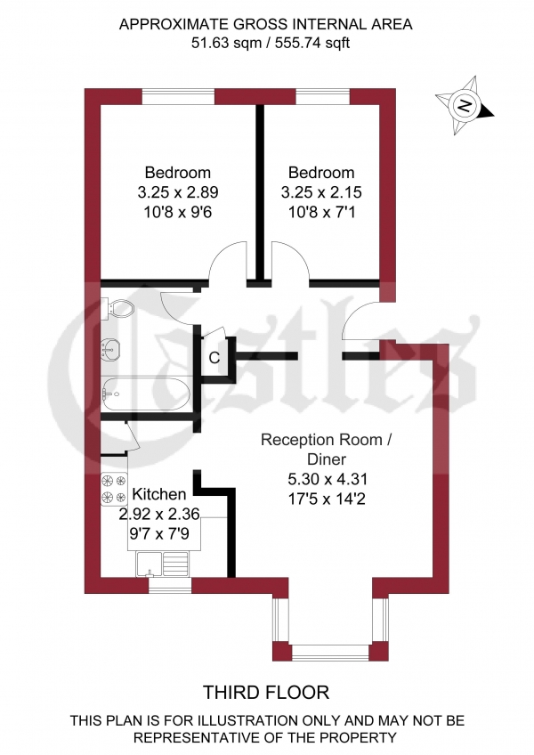 Floor Plan Image for 2 Bedroom Flat for Sale in Webley Court, Sten Close, Enfield Island Village