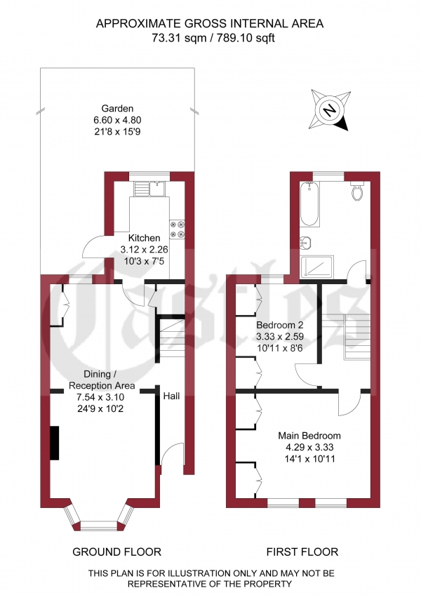 Floor Plan Image for 2 Bedroom Terraced House for Sale in Bertram Road, Enfield