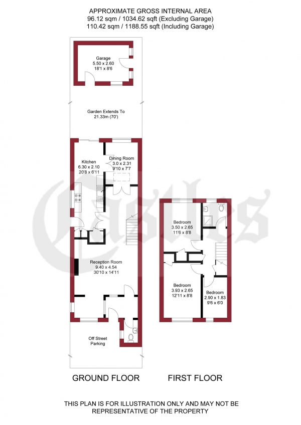 Floor Plan Image for 3 Bedroom End of Terrace House for Sale in St. Catherines Road, Broxbourne