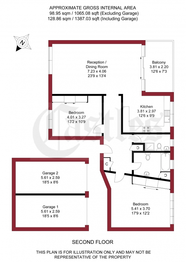 Floor Plan Image for 2 Bedroom Flat for Sale in Village Road, Enfield