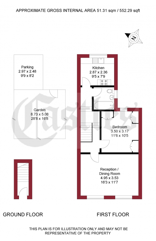 Floor Plan Image for 1 Bedroom Flat for Sale in High Street, Ponders End