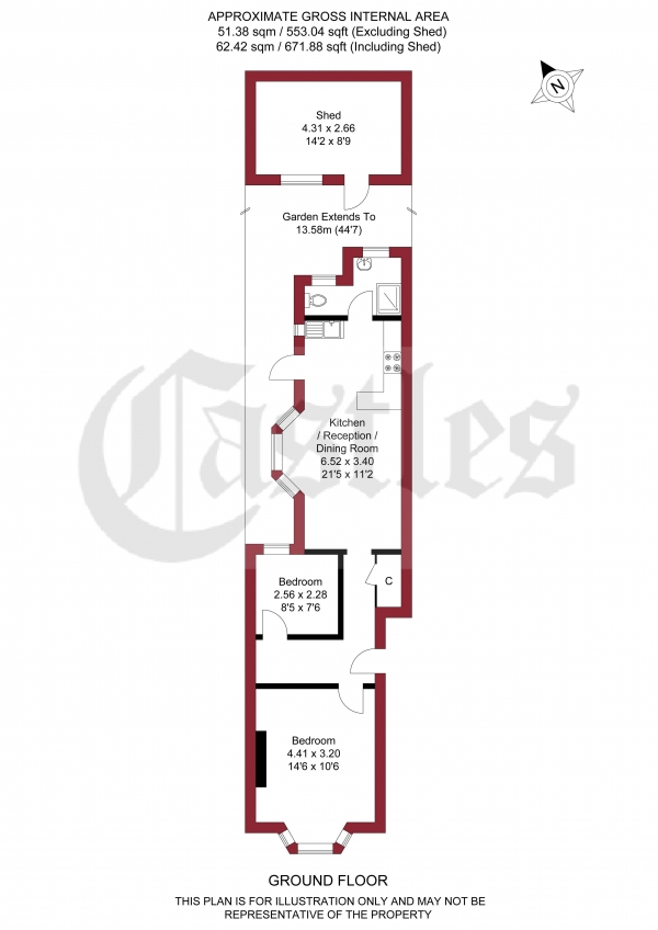 Floor Plan Image for 2 Bedroom Flat for Sale in Durants Road, Enfield