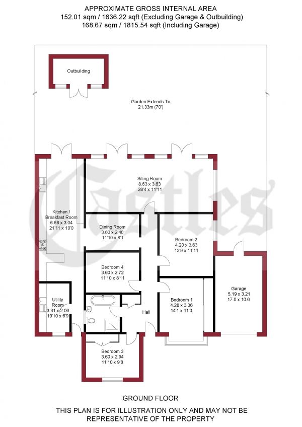 Floor Plan Image for 4 Bedroom Bungalow for Sale in Birchanger Lane, Bishops Stortford