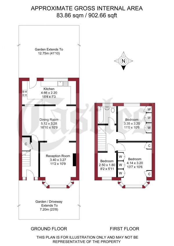 Floor Plan Image for 3 Bedroom Terraced House for Sale in Nursery Close, Enfield