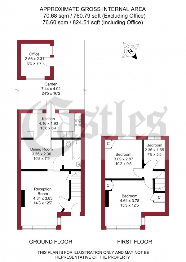 Floor Plan Image for 3 Bedroom Terraced House for Sale in Albany Park Avenue, Enfield