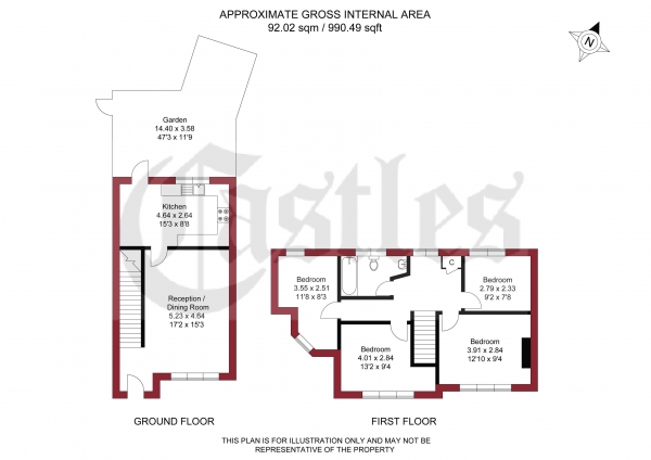 Floor Plan Image for 4 Bedroom Terraced House for Sale in Central Avenue, Enfield