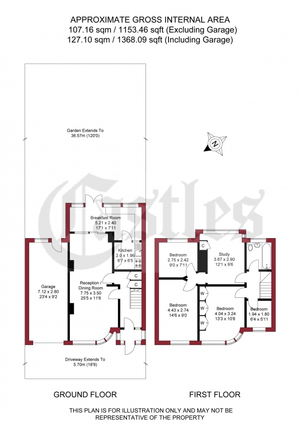 Floor Plan Image for 4 Bedroom End of Terrace House for Sale in Broadlands Avenue, Enfield