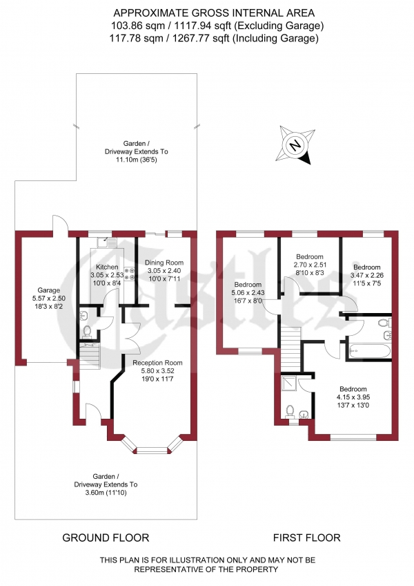 Floor Plan Image for 4 Bedroom Terraced House for Sale in Greenwood Avenue, Enfield