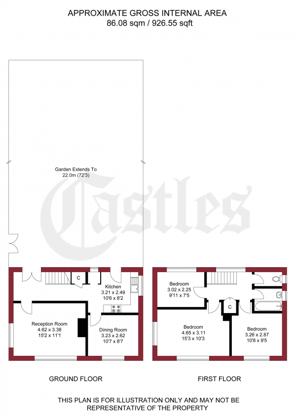 Floor Plan Image for 3 Bedroom Detached House for Sale in Claremont Road, Barnet