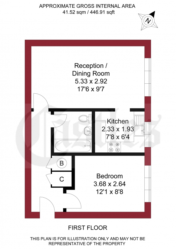 Floor Plan Image for 1 Bedroom Flat for Sale in Bradley Road, Enfield