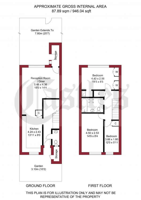 Floor Plan Image for 3 Bedroom Terraced House for Sale in Bowood Road, Enfield