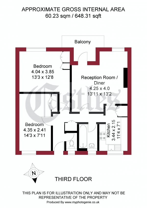 Floor Plan Image for 2 Bedroom Apartment for Sale in Woolridge Way, Loddiges Road, London