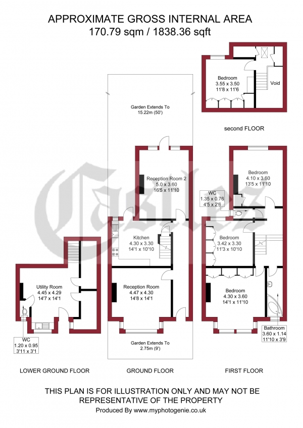 Floor Plan Image for 4 Bedroom Terraced House for Sale in Gunton Road, London