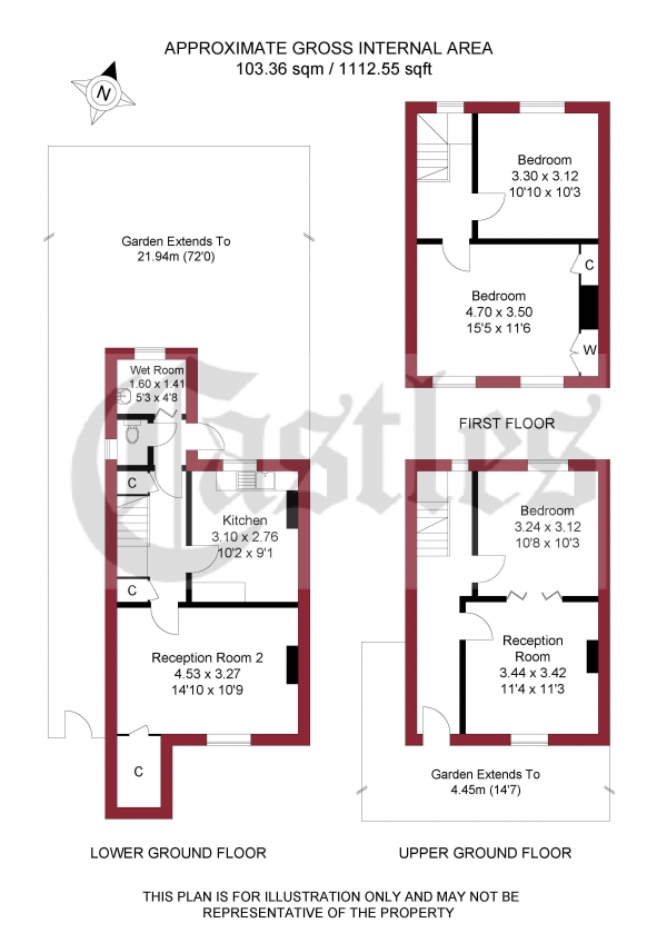 Floor Plan Image for 3 Bedroom Semi-Detached House for Sale in Brownlow Road, London