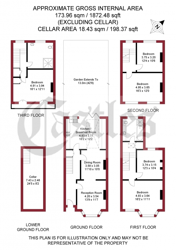 Floor Plan Image for 5 Bedroom Terraced House for Sale in Dunlace Road, London