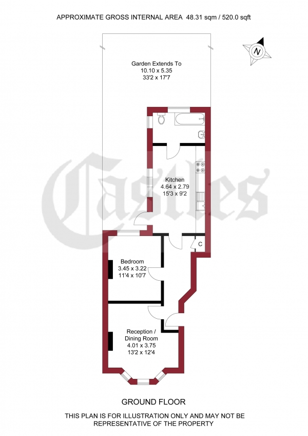 Floor Plan Image for 1 Bedroom Apartment for Sale in Dunlace Road, London