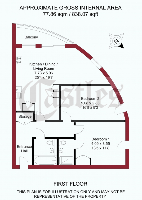 Floor Plan Image for 2 Bedroom Apartment for Sale in Mill Court, Essex Wharf, London