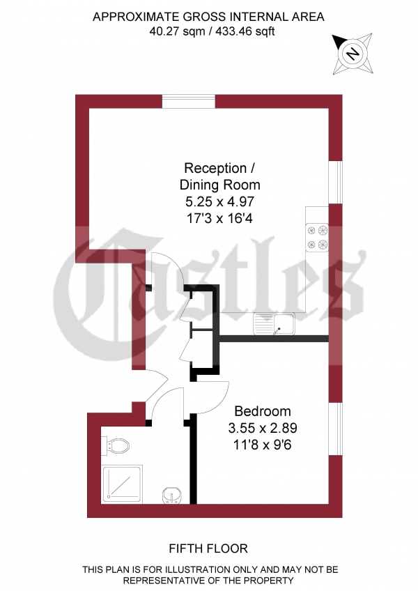 Floor Plan Image for 1 Bedroom Flat for Sale in Walnut Court, Woodmill Road, London