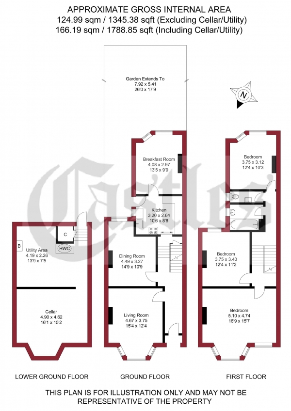 Floor Plan Image for 3 Bedroom Terraced House for Sale in Cotesbach Road, London