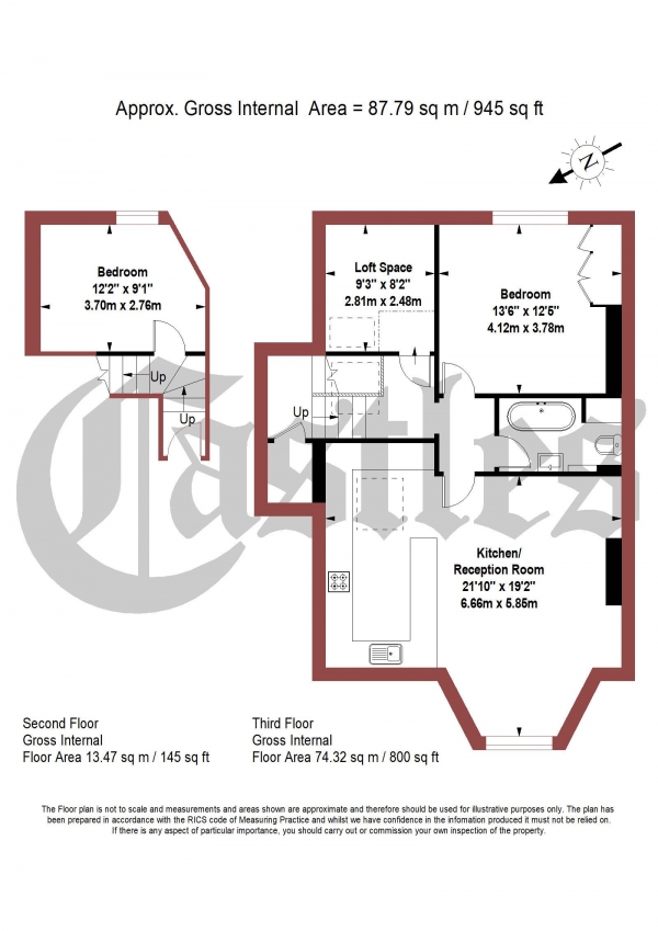 Floor Plan Image for 2 Bedroom Apartment for Sale in Mount Pleasant Lane, E5