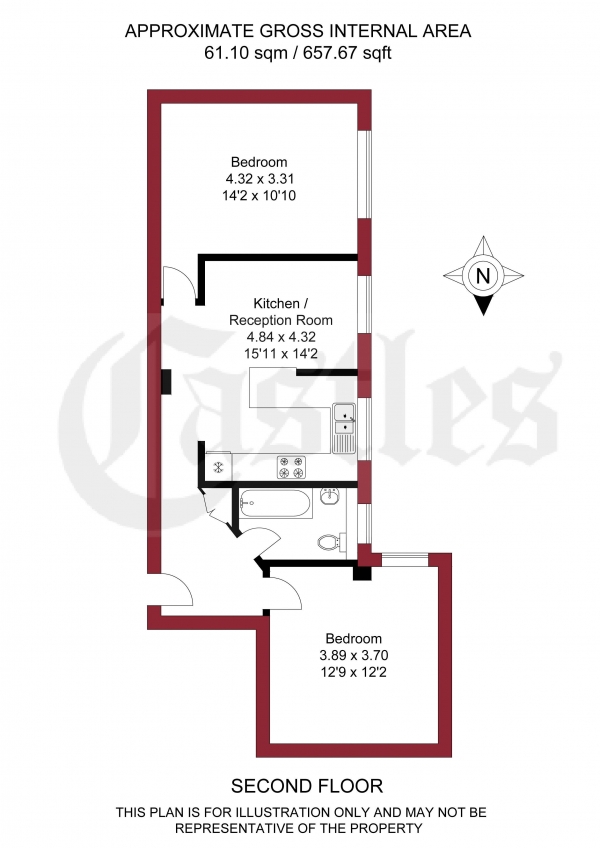 Floor Plan Image for 2 Bedroom Apartment for Sale in Beaumont Court, Upper Clapton Road, London