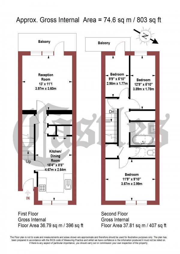 Floor Plan Image for 3 Bedroom Apartment for Sale in Churchill Walk, E5