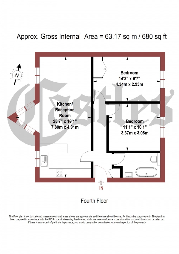 Floor Plan for 2 Bedroom Apartment for Sale in Midhurst Way, London, E5, 8PS -  &pound500,000