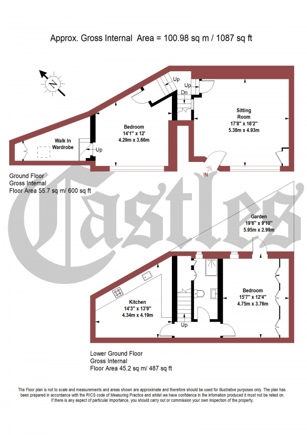 Floor Plan for 2 Bedroom Apartment for Sale in Petherton Road, London, N5, 2RT -  &pound675,000