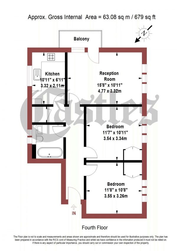 Floor Plan for 2 Bedroom Apartment for Sale in Cypress Close, London, E5, 8RB -  &pound450,000
