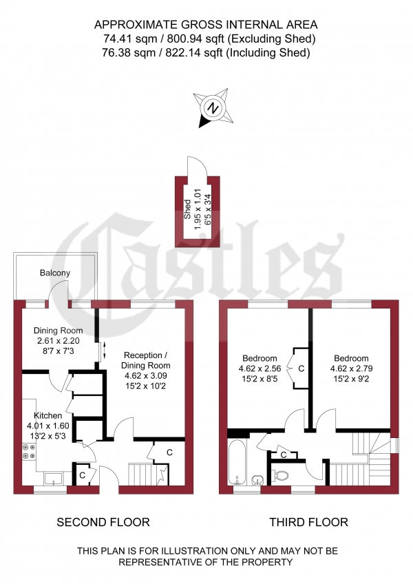 Floor Plan Image for 2 Bedroom Maisonette for Sale in Priory Court, Brooksby's Walk, London