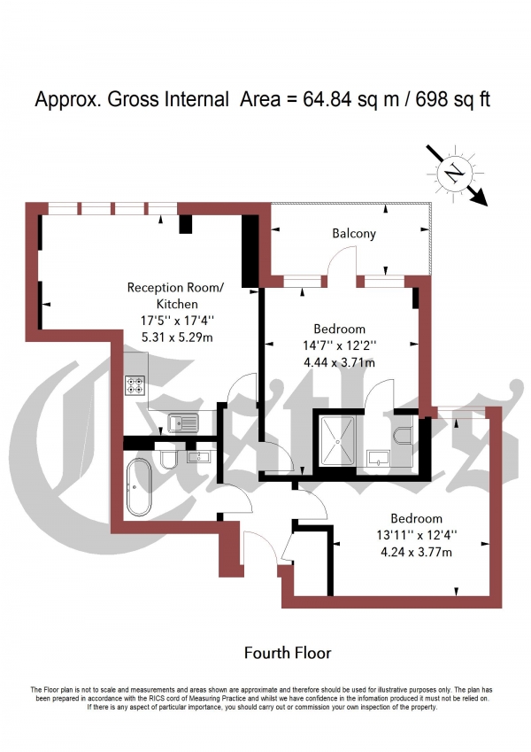 Floor Plan Image for 2 Bedroom Apartment for Sale in Fenland House, Harry Zeital Way, London