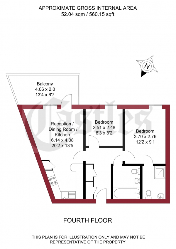 Floor Plan Image for 2 Bedroom Apartment for Sale in Limehouse Lodge, Harry Zeital Way, London