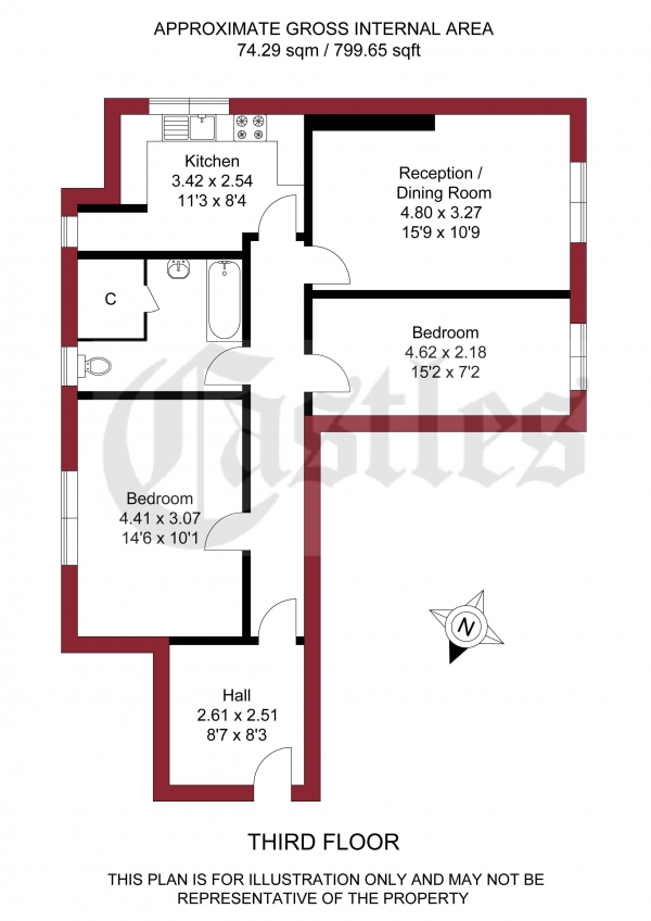 Floor Plan Image for 2 Bedroom Apartment for Sale in Nelson Mandela House, 124 Cazenove Road, London